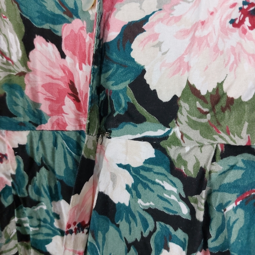CAROL ANDERSON PETITES WOMENS VTG 90S BLACK FLORAL BELTED A LINE DRESS SZ 14P - Picture 3 of 15